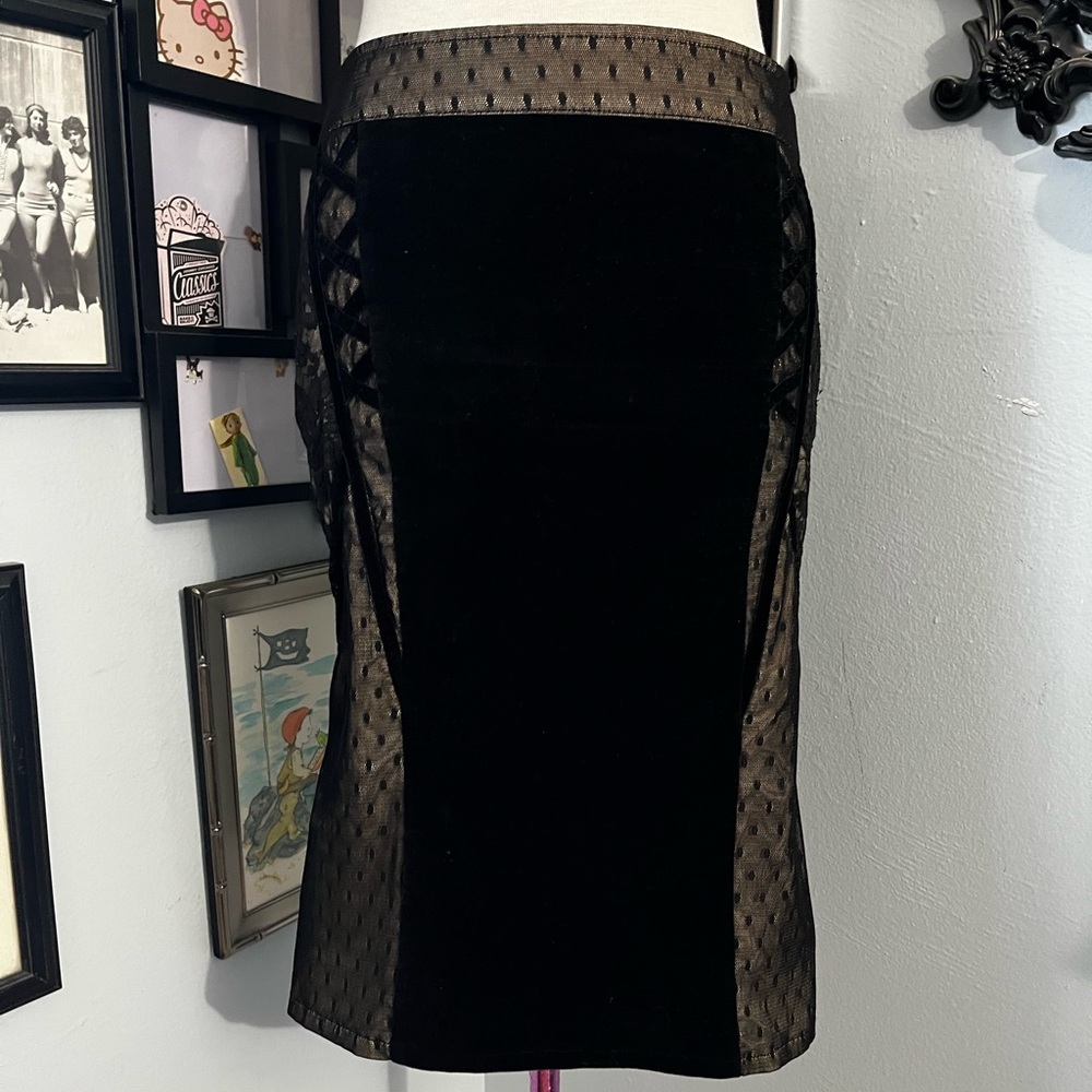 Vintage Rare Tripp NYC Skirt Goth Punk Pinup Lace Velvet Black XS Hot Topic VLV